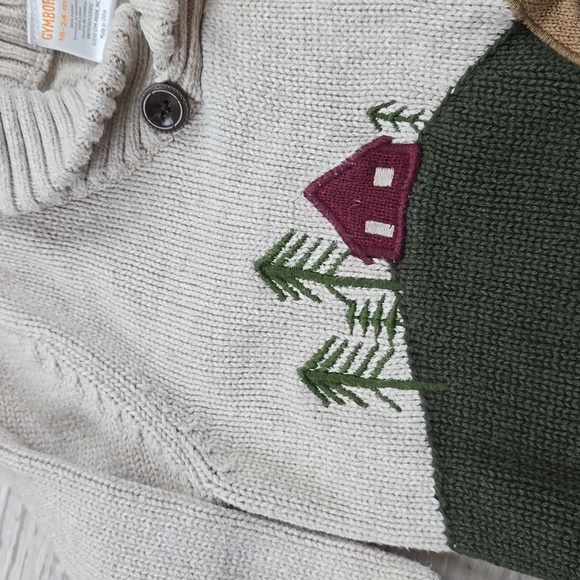 Gymboree boys 18-24m bear in scarf by cabin sweater fall happy winter tree cute - Picture 3 of 6